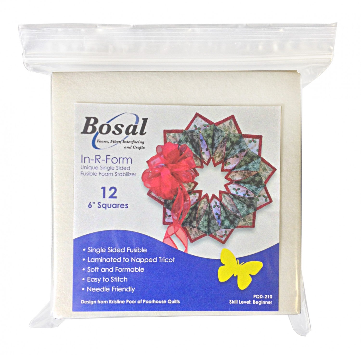 In-R-Form Plus Single-Sided Fusible Stabilizer 6-Inches x 6-Inches 12-Pack by Bosal Foam and Fiber