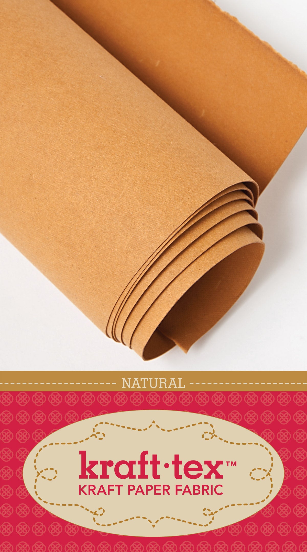 Kraft-Tex Roll, Original Natural, 19 Inches x 54 Inches Unwashed Paper Fabric