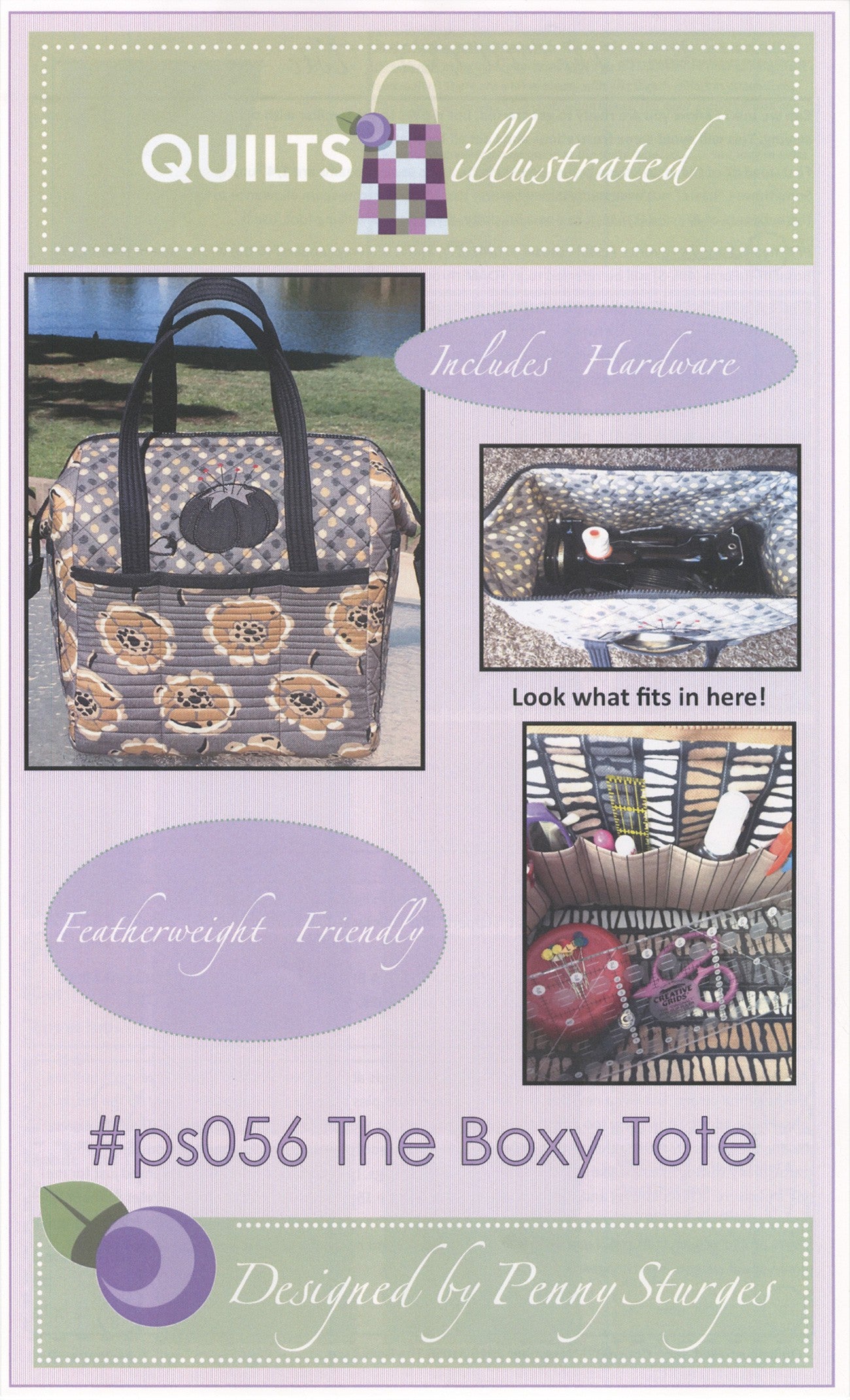 Boxy Tote Sewing Pattern and 2 Metal Stays by Peggy Sturges for Quiltsillustrated
