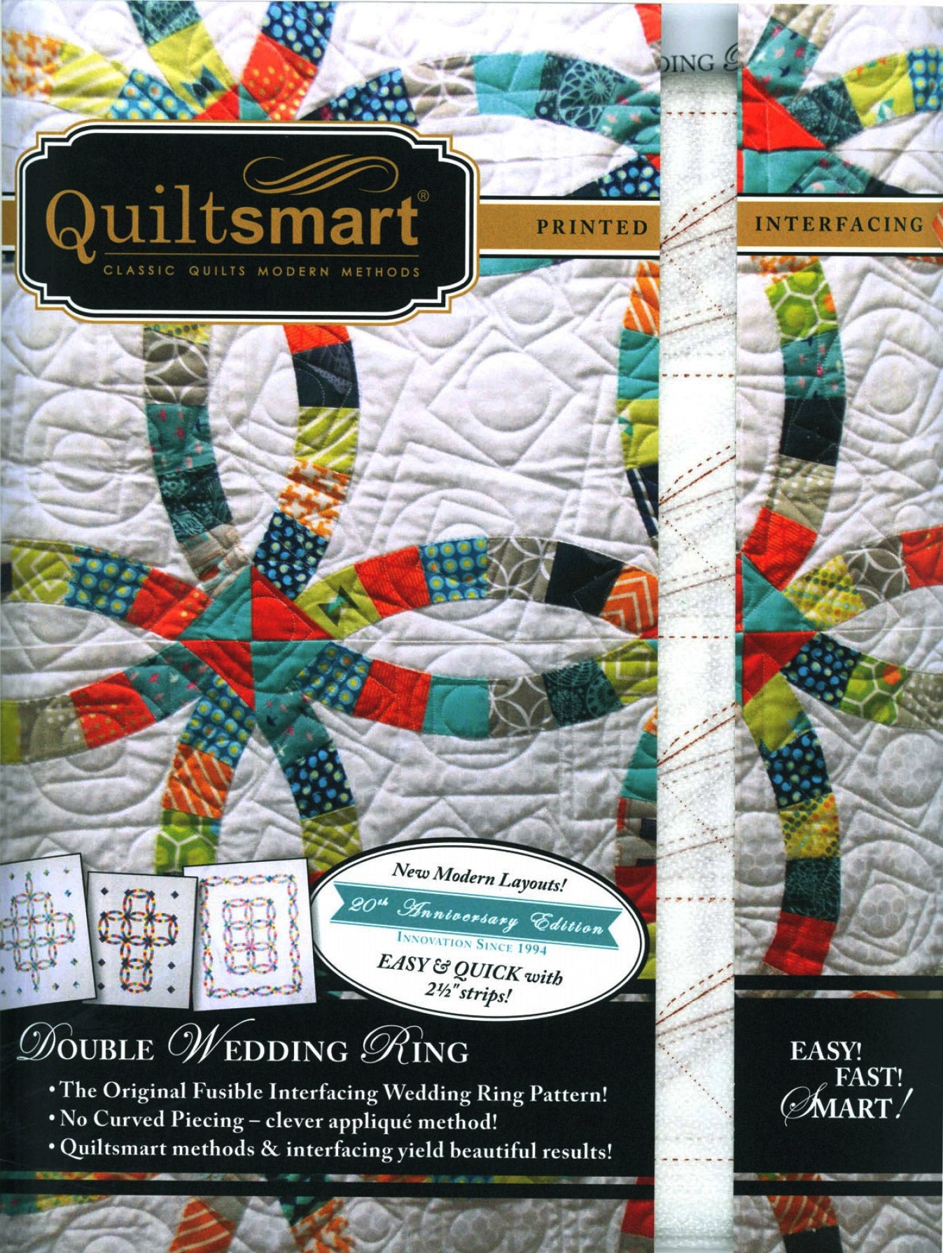 Double Wedding Ring Classic Pack Quilt Pattern with Printed Interfacing by Mattie Rhodes for Quiltsmart