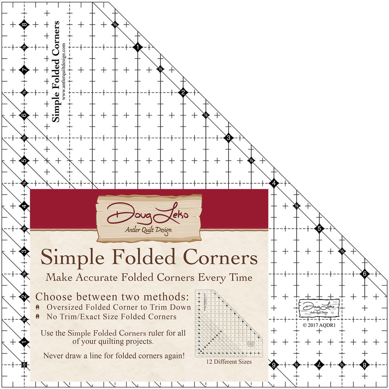 Simple Folded Corners Quilt Ruler by Doug Leko of Antler Quilt Designs