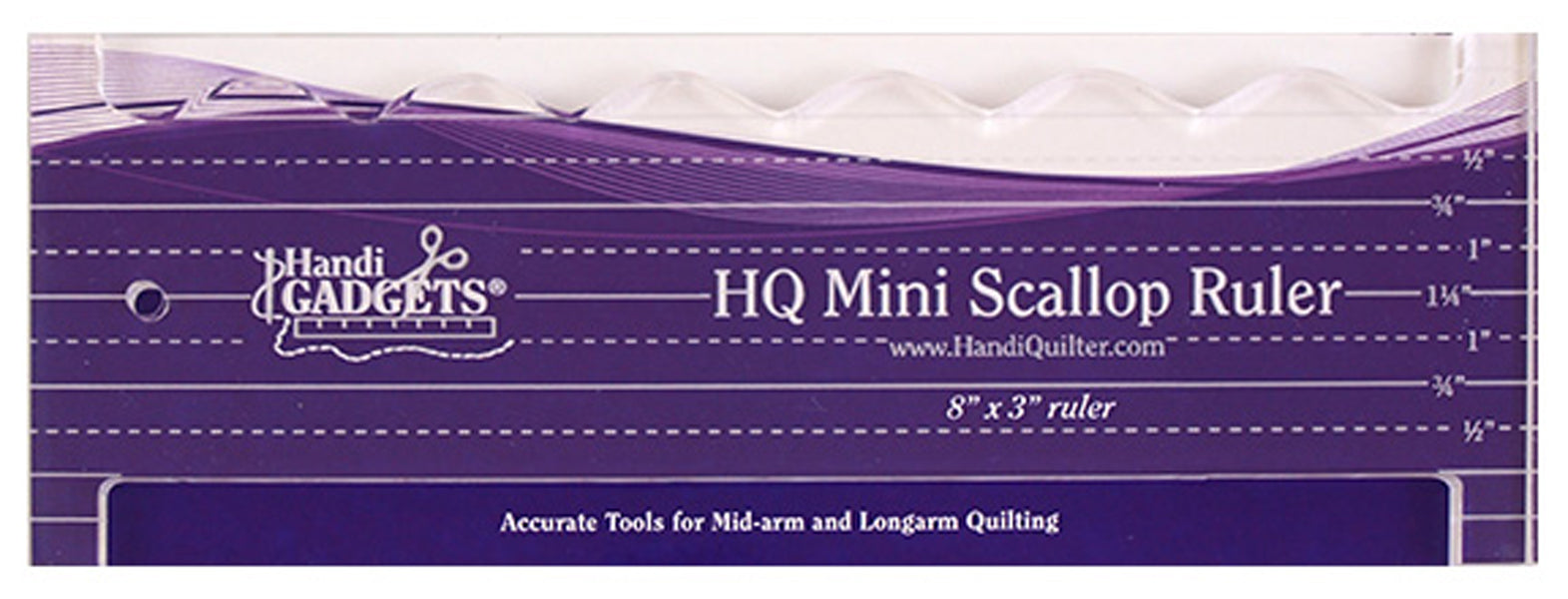 HQ Mini Scallop Ruler 3-Inch x 8-Inch Longarm Template by Handi Gadgets