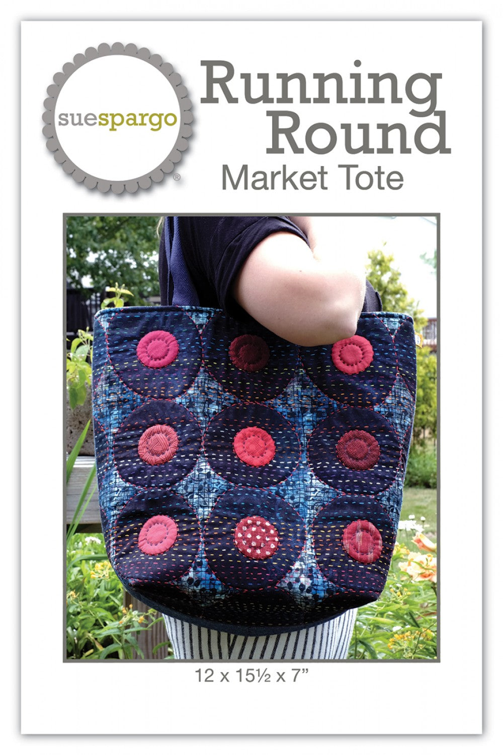 Running Round Market Tote - Applique, Embroidery, and Sewing Pattern by Sue Spargo of Folk Art Quilts