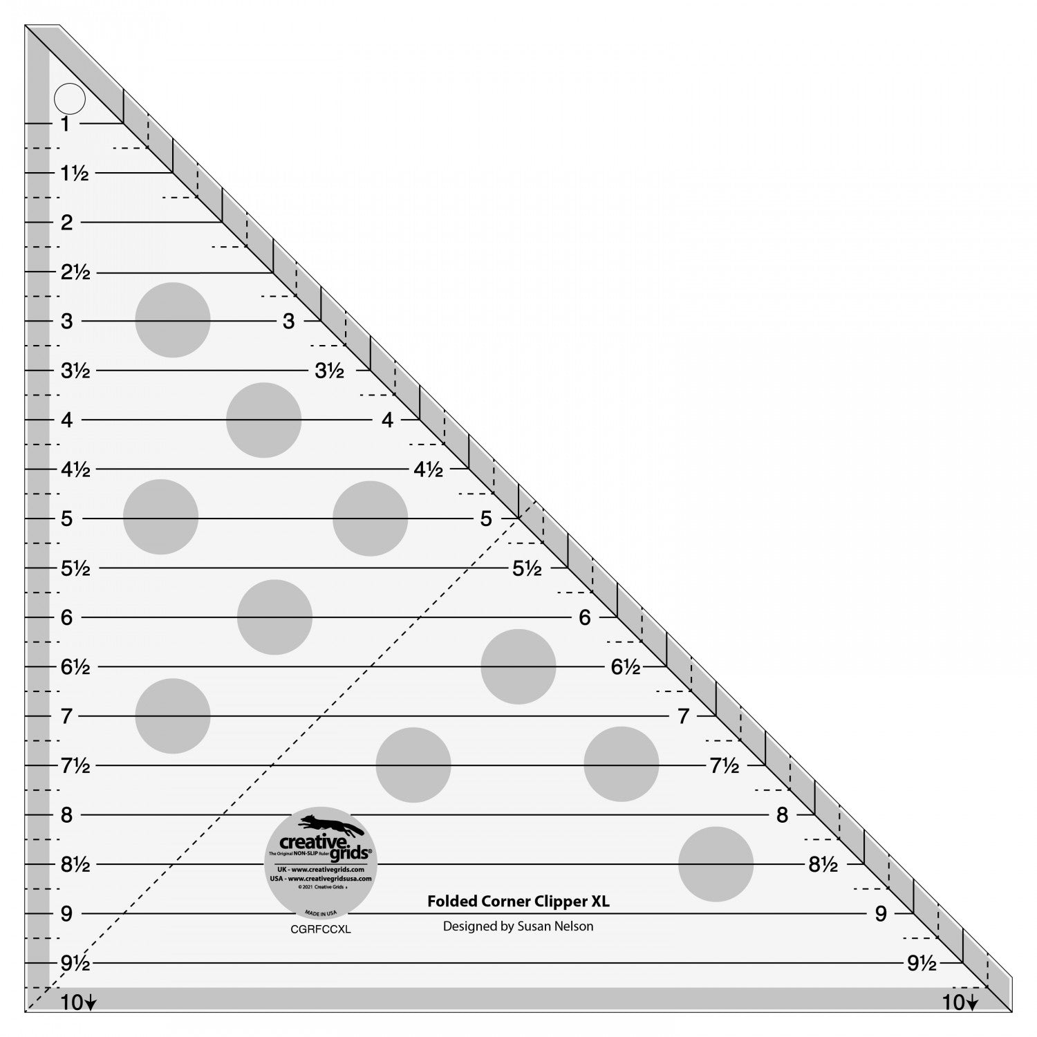 Creative Grids Folded Corner Clipper XL Tool 10-Inch x 10-Inch Quilt Ruler