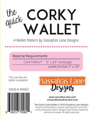 Quick Corky Wallet Sewing Pattern by Sassafras Lane Designs