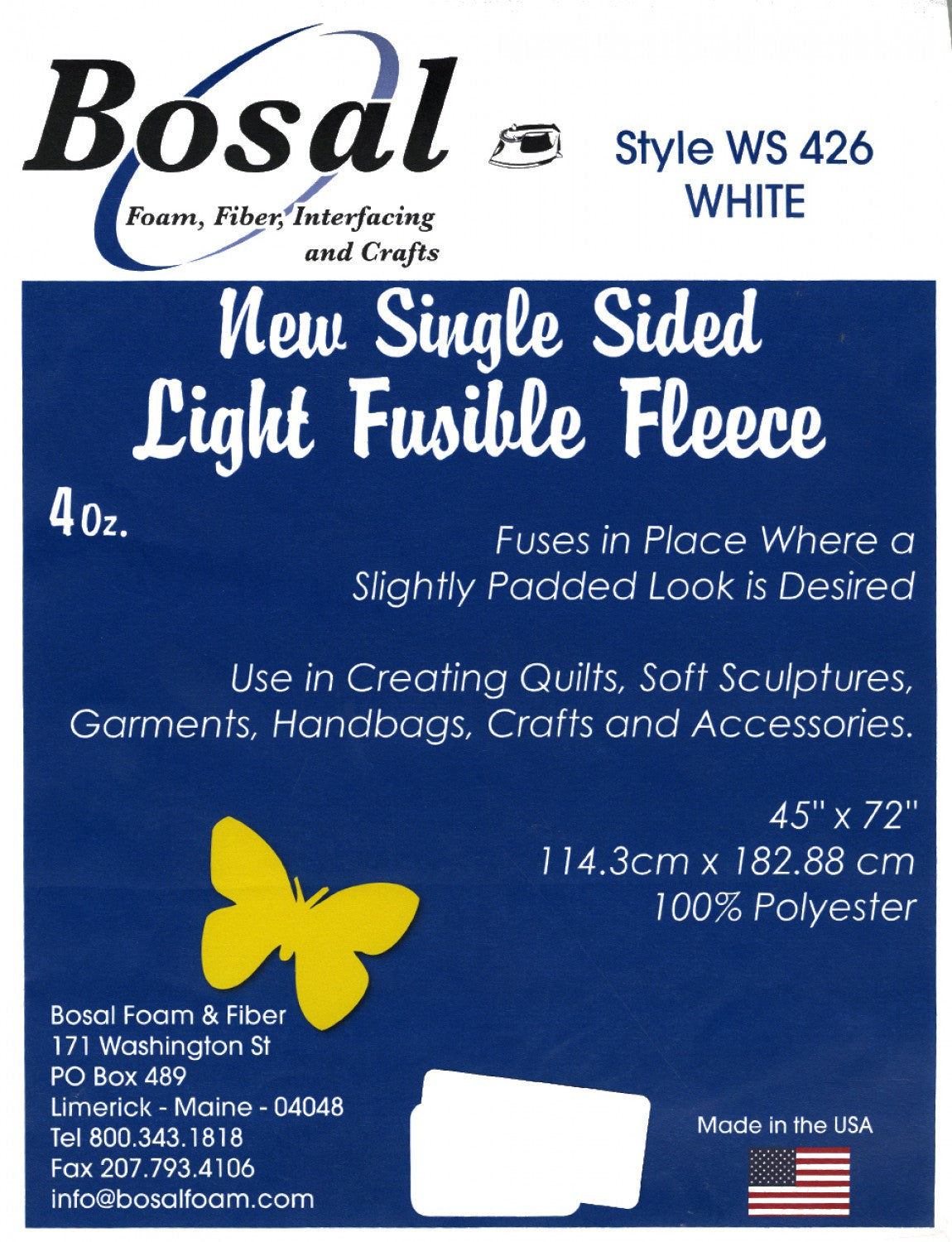 Single-Sided Light Fusible Fleece 45-Inches x 72-Inches by Bosal Foam and Fiber