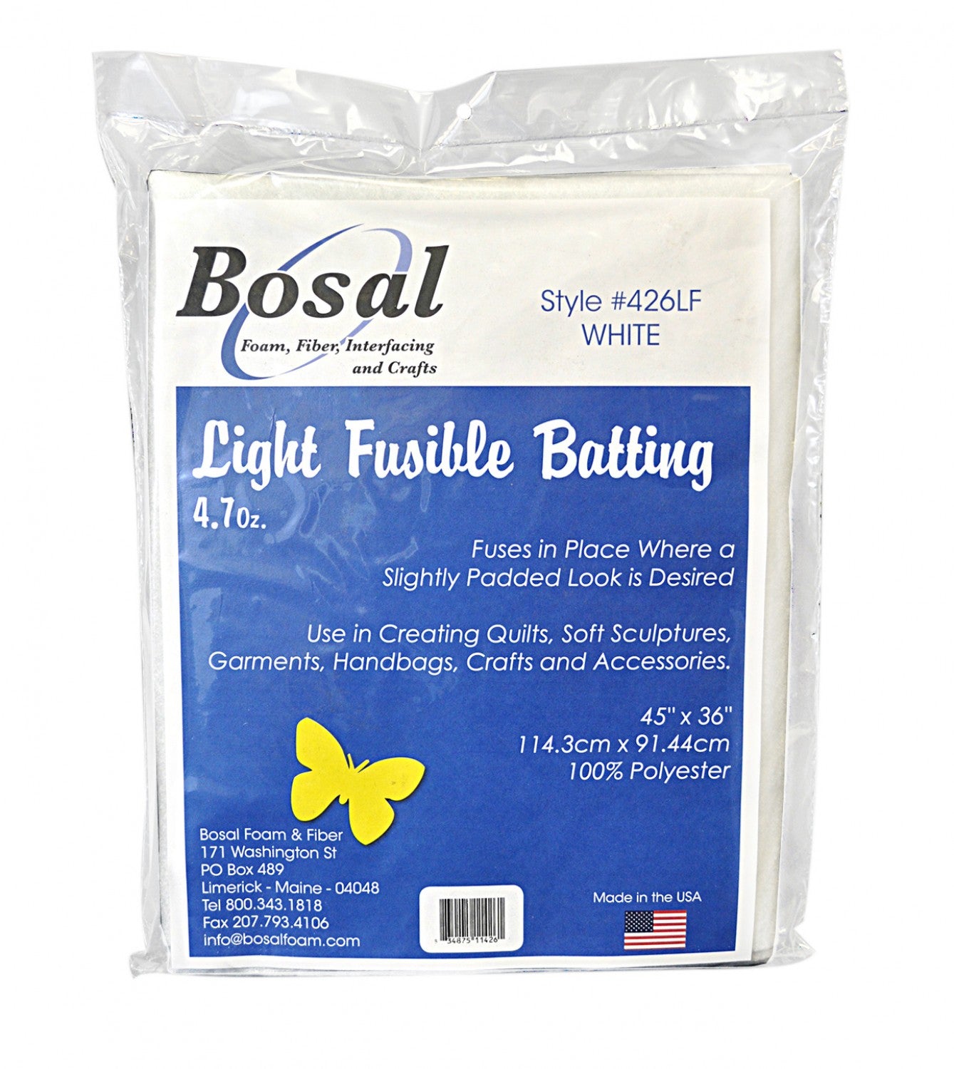Single-Sided Light Fusible Batting 4.7 Ounce 45-Inches x 36-Inches by Bosal Foam and Fiber