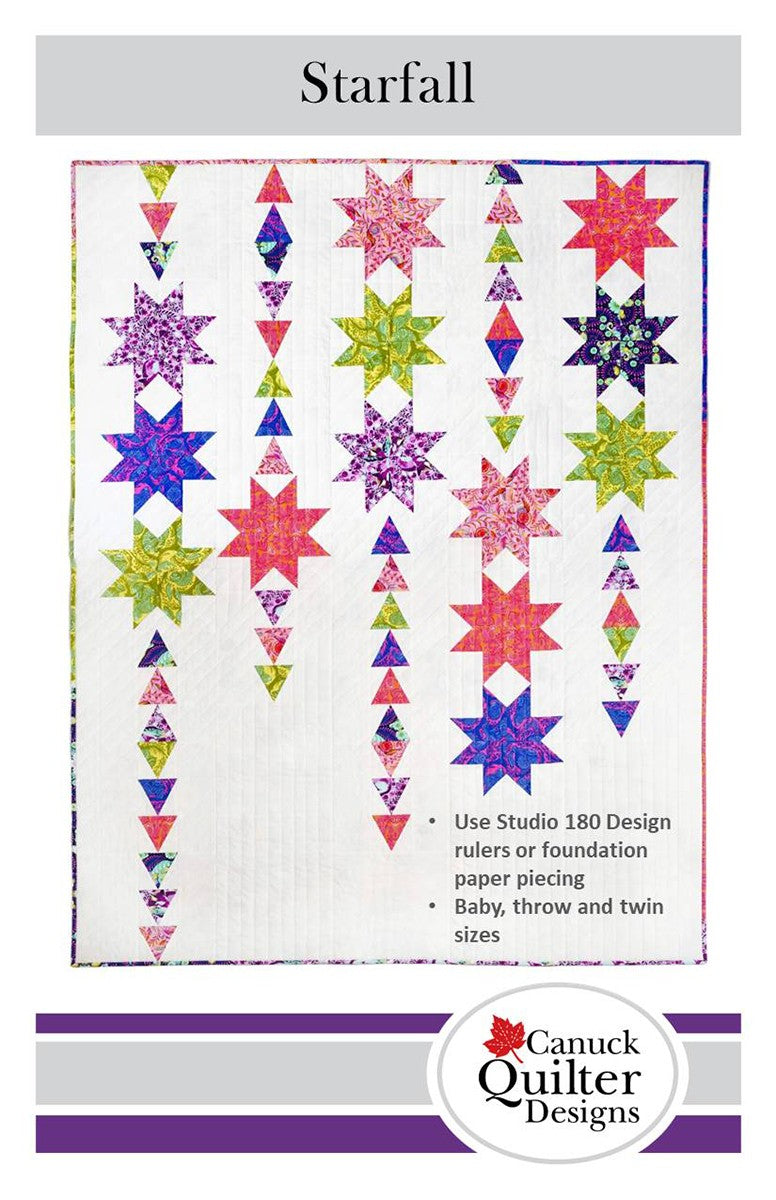 Starfall Quilt Pattern in 3 Sizes by Joanne Kerton of Canuck Quilter Designs