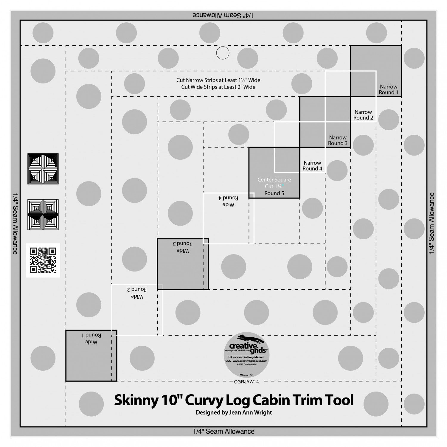 Creative Grids Skinny 10-inch Curvy Log Cabin Trim Tool (CGRJAW14)