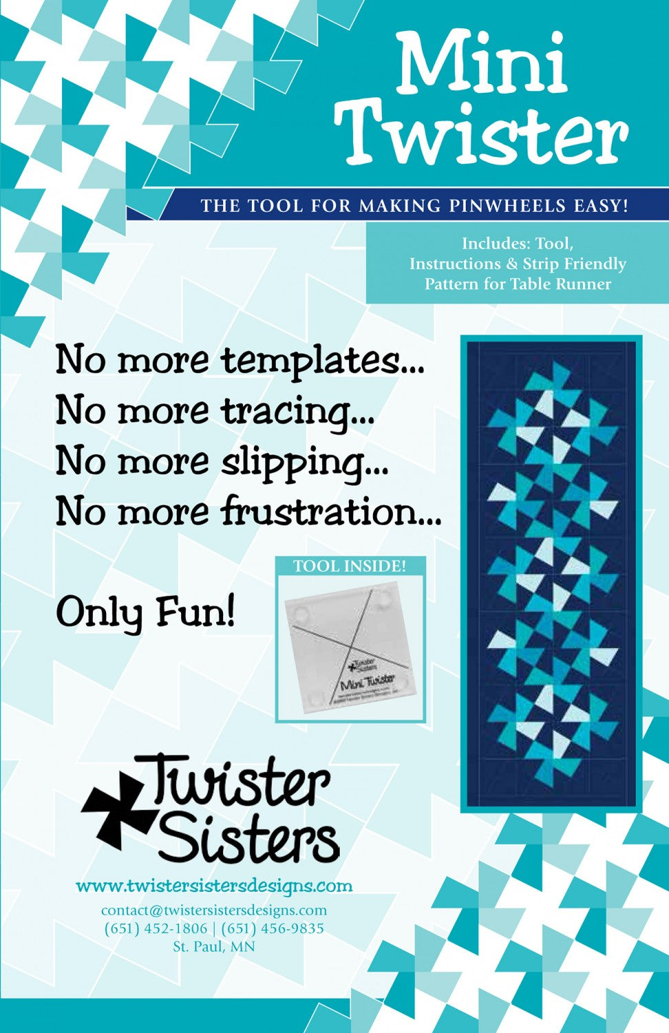 Mini Twister Tool Quilt Template by Marsha Bergren for Twister Sisters