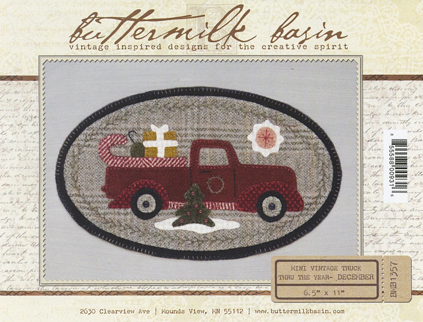 Mini Vintage Truck Thru The Year December Applique Pattern by Buttermilk Basin