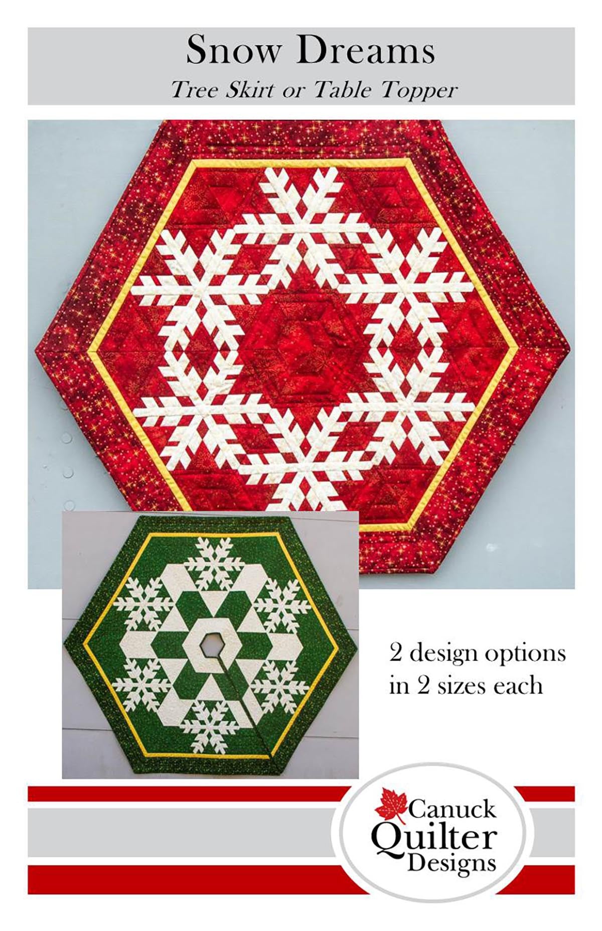 Snow Dreams Tree Skirt or Table Topper Quilt Pattern by Joanne Kerton of Canuck Quilter Designs