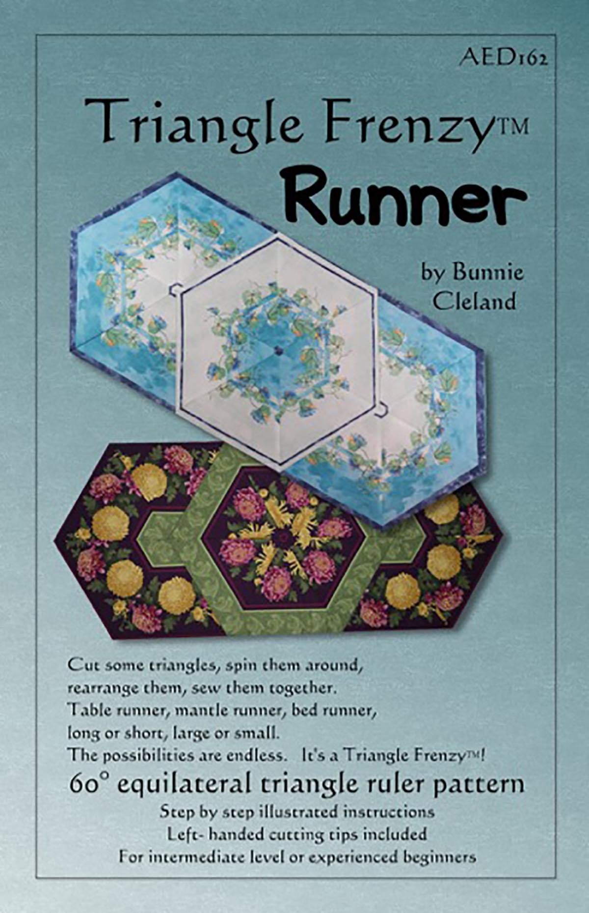 Triangle Frenzy Runner Quilt Pattern by Bunnie Cleland of Artistically Engineered Designs