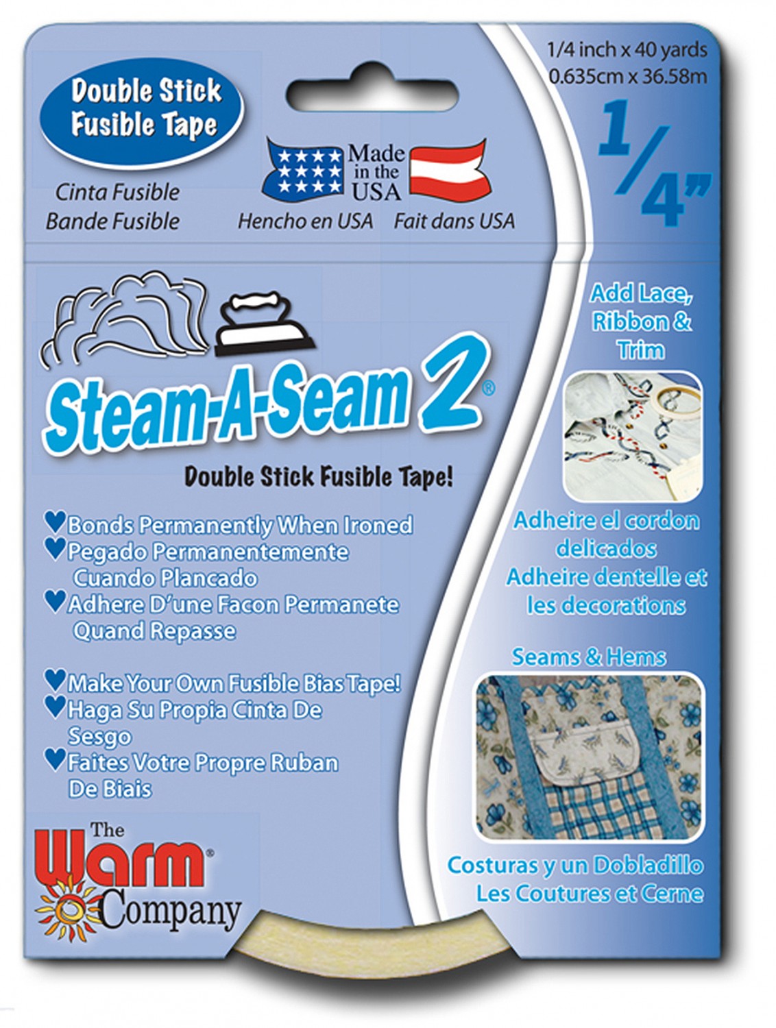 Steam-A-Seam 2  Double Stick Fusible Tape 1/4in x 40yds from Warm Company
