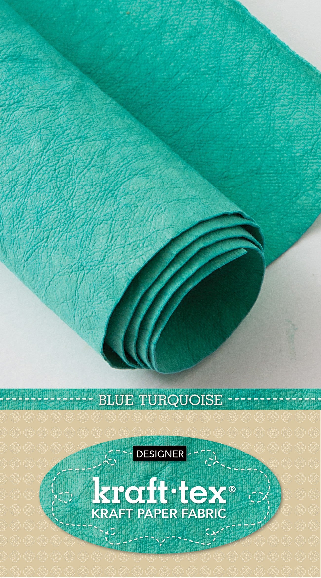 Kraft-Tex Roll, Designer Blue Turquoise, 18.5 Inches x 28.5 Inches Hand-Dyed Prewashed Paper Fabric