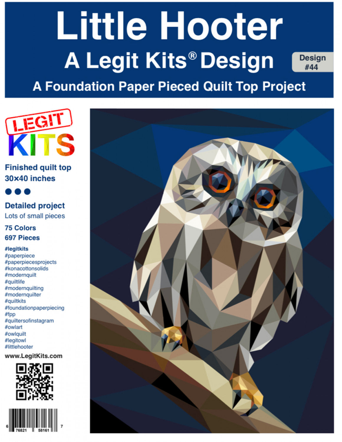 Little Hooter Paper Pieced Quilt Pattern from Legit Kits