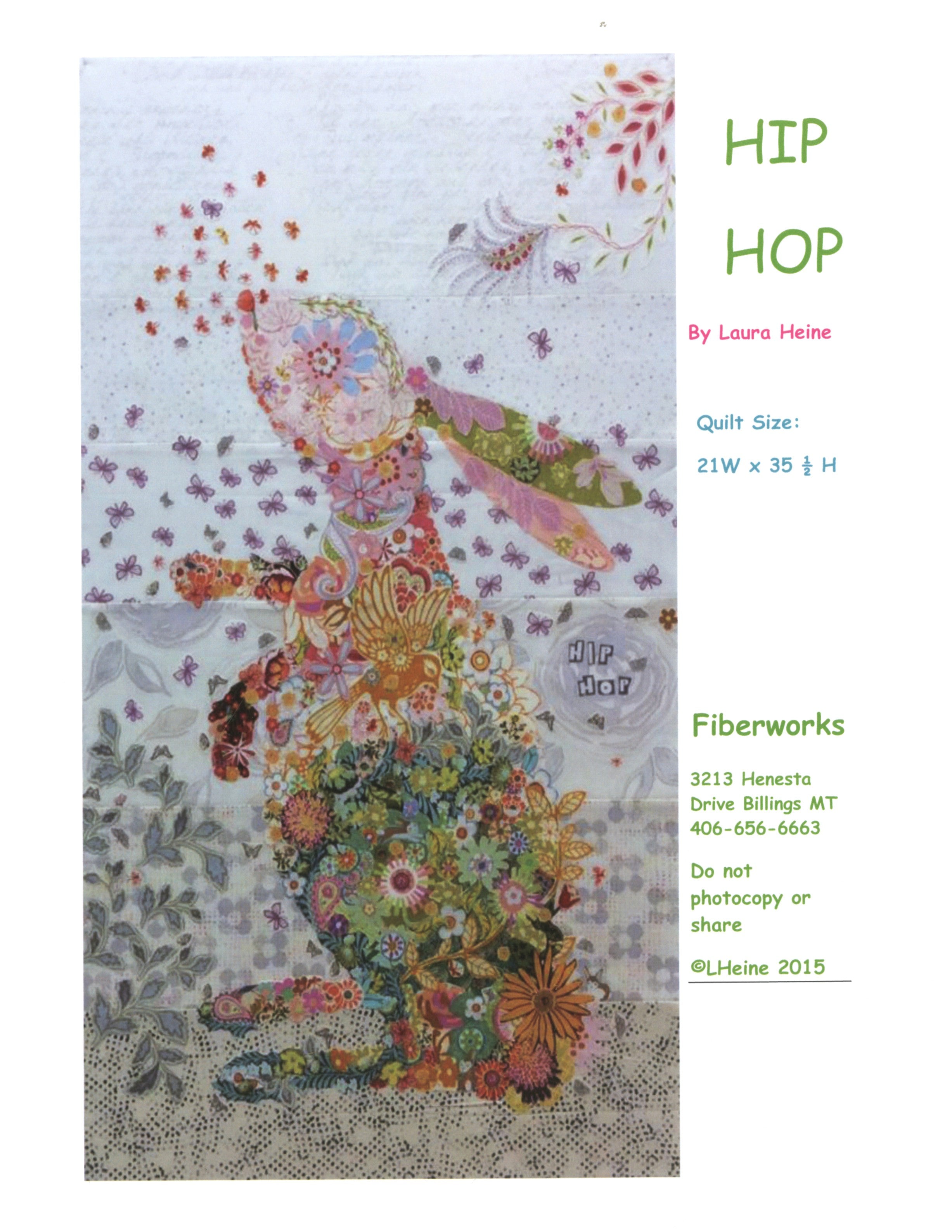 Hip Hop Rabbit Fused Fabric Collage Quilt Pattern by Laura Heine of Fiberworks