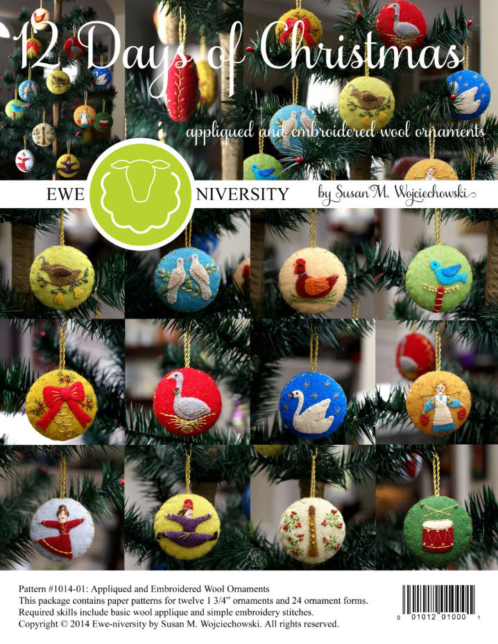 Twelve Days of Christmas Ornaments Pattern and 24 Forms by Susan Wojciechowski of Ewe-niversity