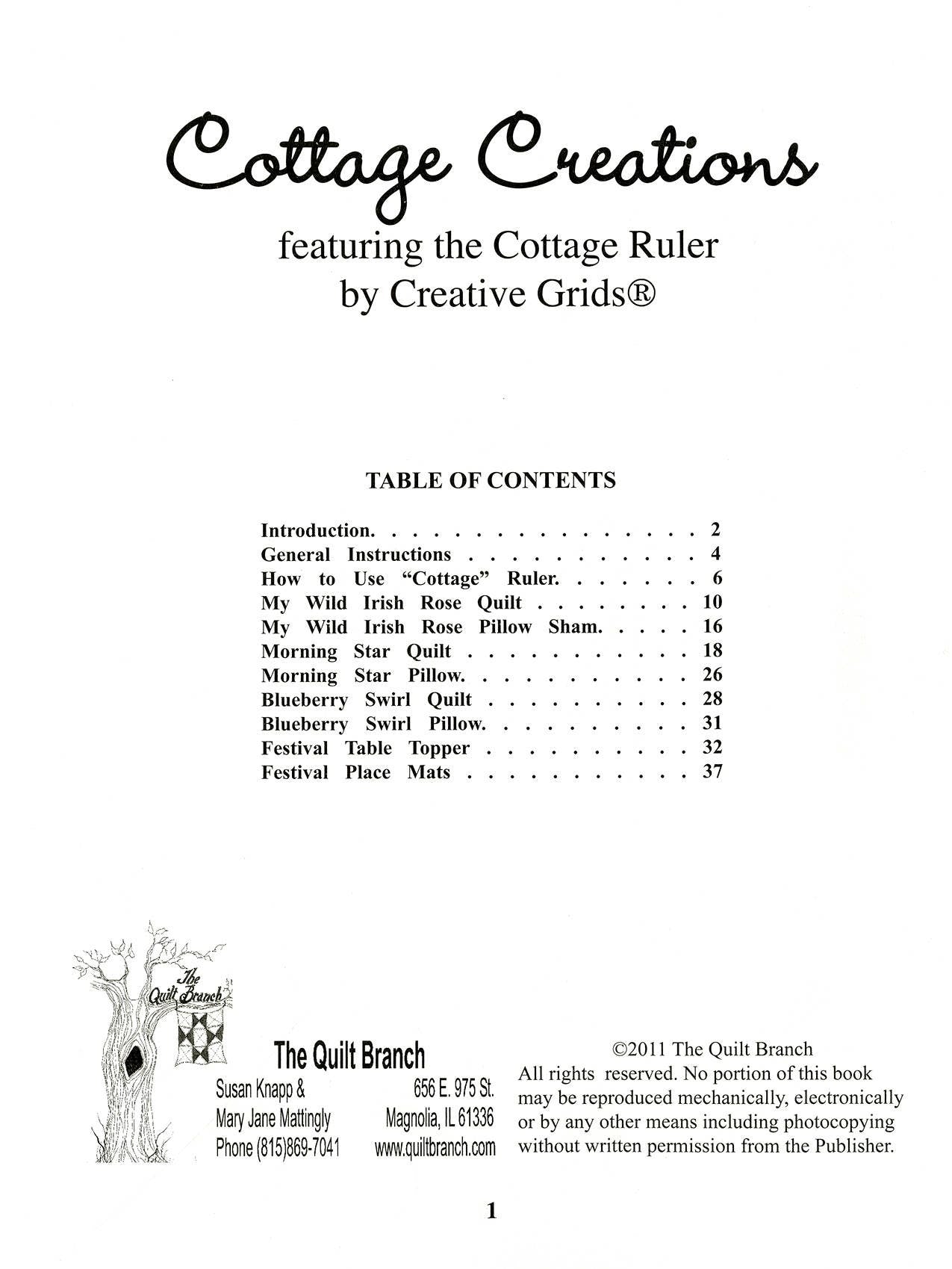 Cottage Creations Quilt Pattern Book by Susan Knapp of The Quilt Branch