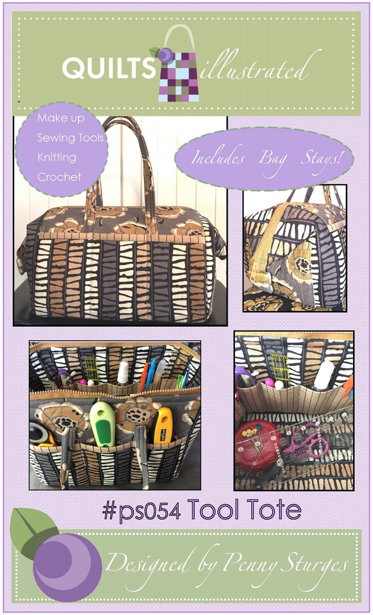 Tool Tote Sewing Pattern and 2 Metal Stays by Peggy Sturges for Quiltsillustrated