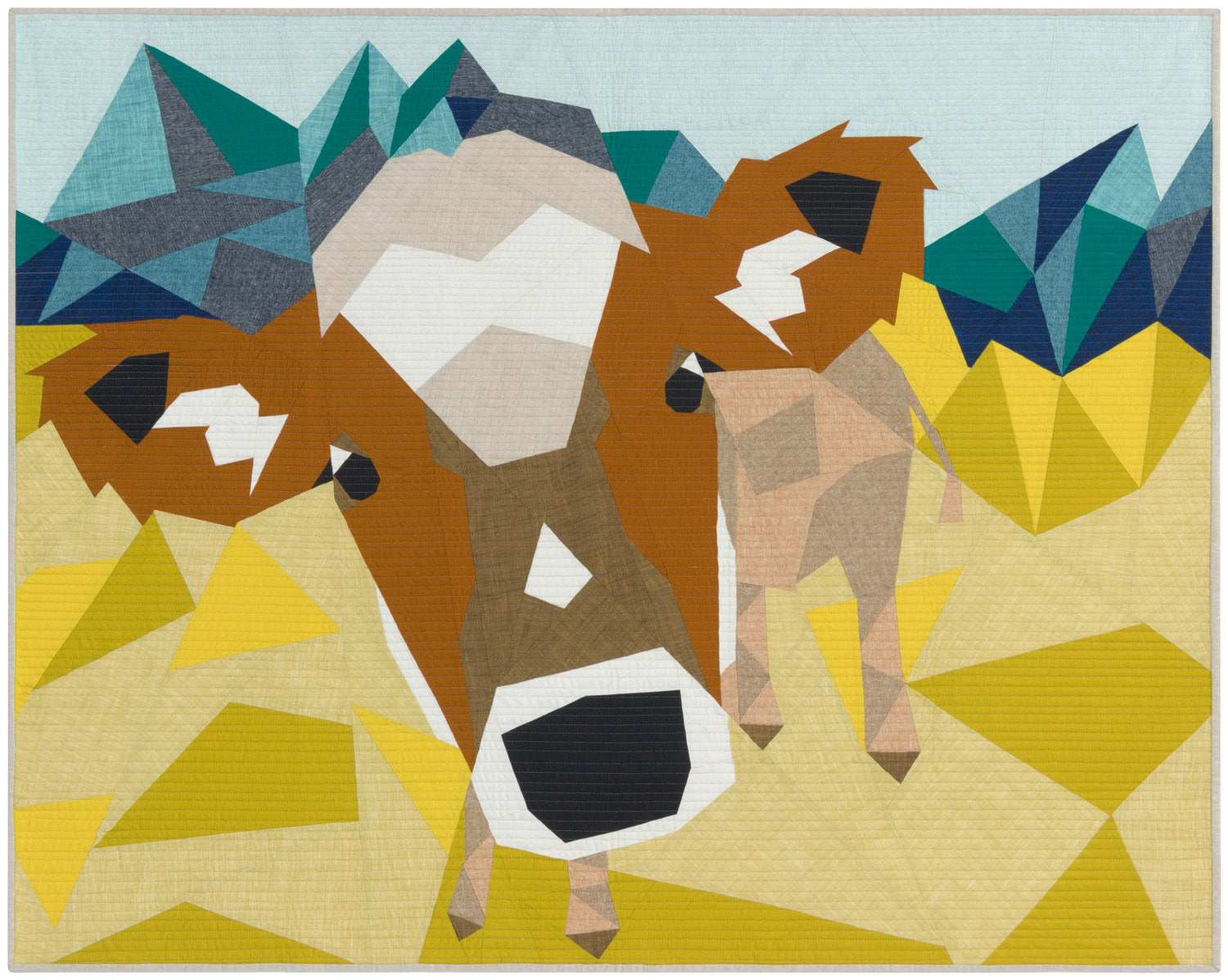 The Cow Abstractions 54-Inch x 42-Inch Foundation Paper Pieced Quilt Pattern by Violet Craft