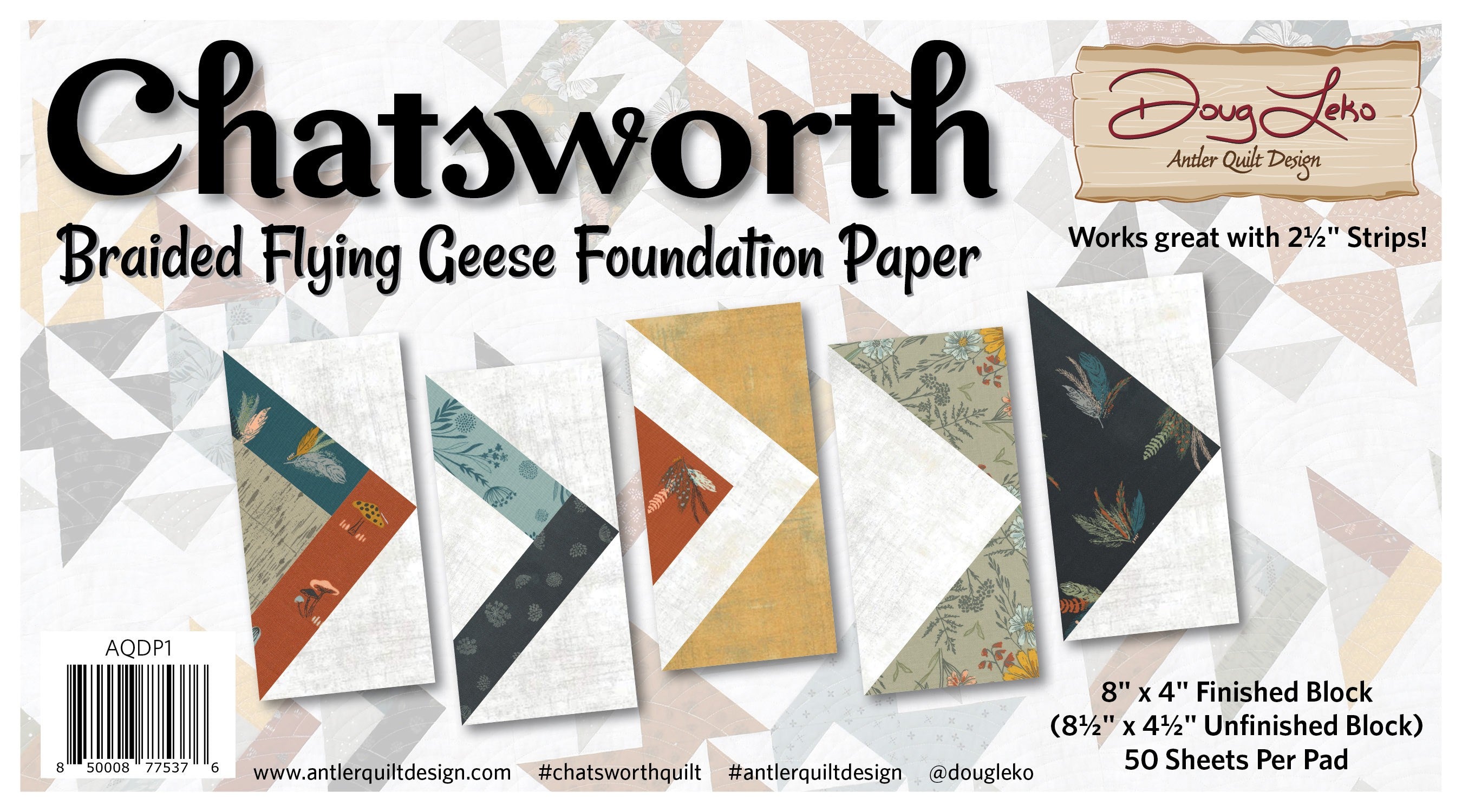 Chatsworth Braided Flying Geese Foundation Paper by Doug Leko for Antler Quilt Designs
