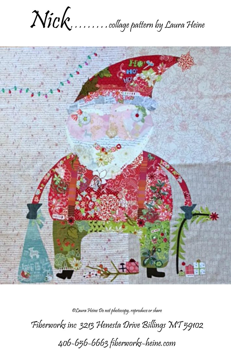 Nick Santa Fused Fabric Collage Quilt Pattern by Laura Heine of Fiberworks
