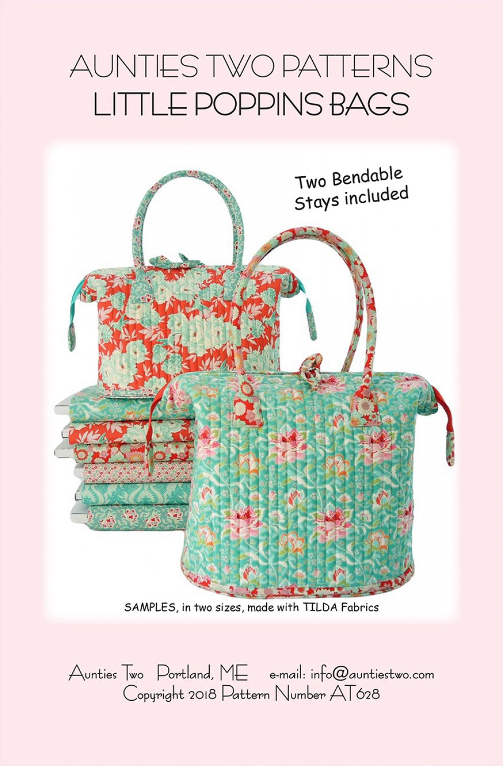 Little Poppins Bag Sewing Pattern with Two Bag Stays