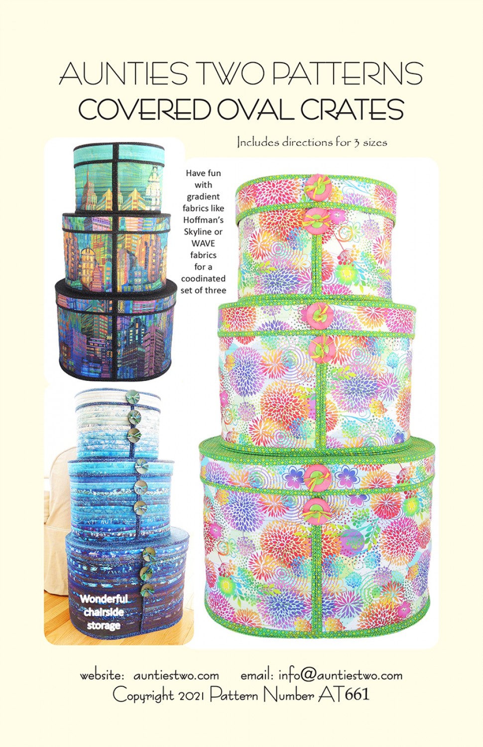 Covered Oval Crates Sewing Pattern from Aunties Two