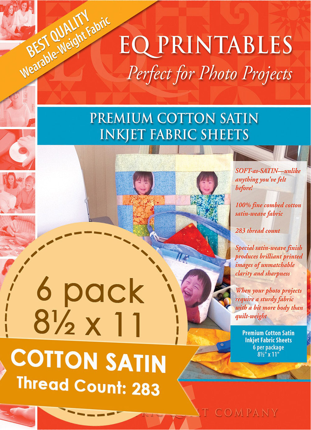 Cotton Satin 283-Thread-Count Inkjet Printer 6 Fabric Sheets 8-1/2-Inch x 11-Inch by Electric Quilt Company