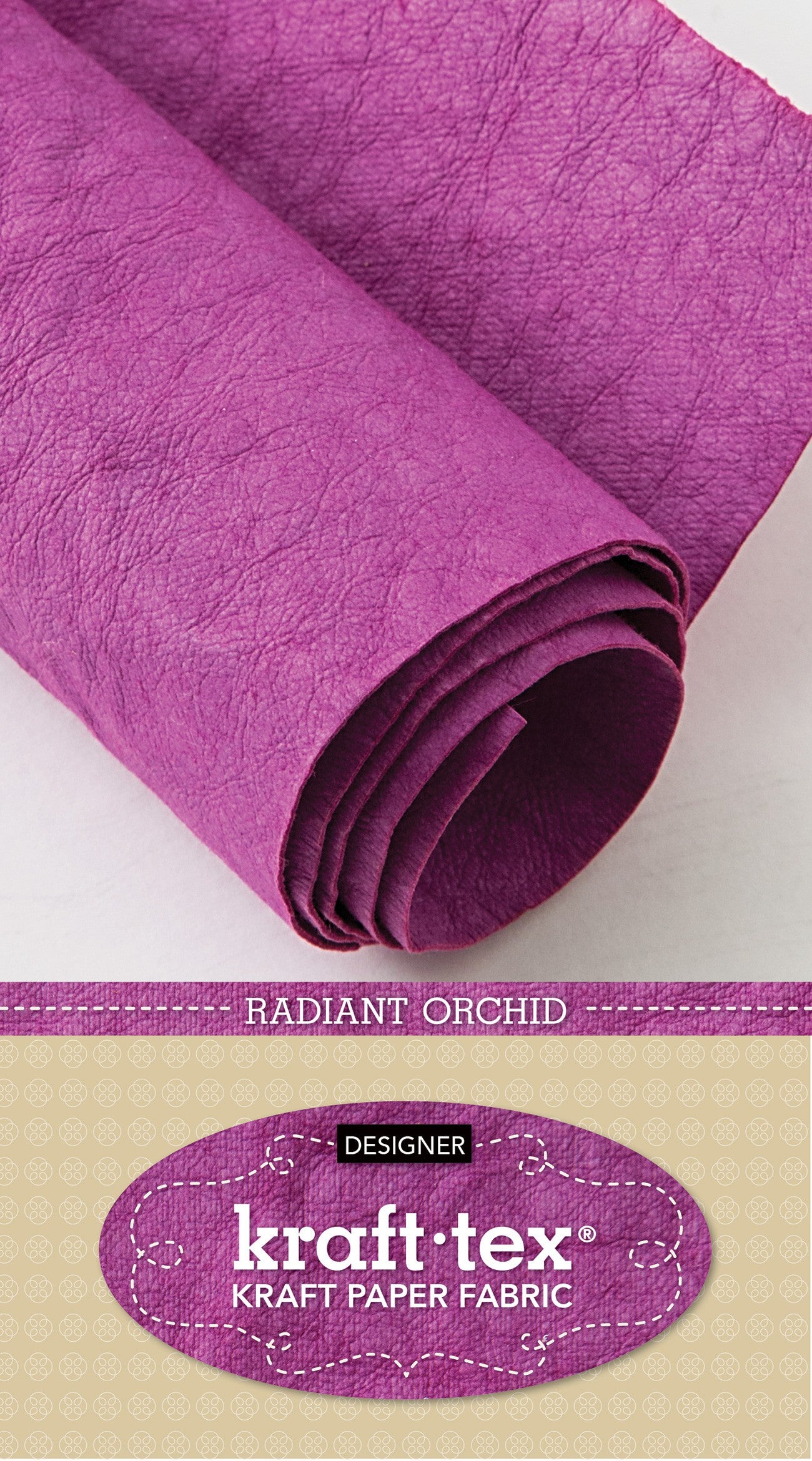 Kraft-Tex Roll, Designer Radiant Orchid, 18.5 Inches x 28.5 Inches Hand-Dyed Prewashed Paper Fabric