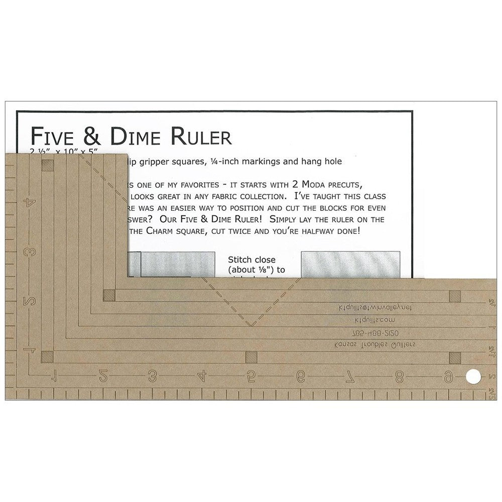 Five And Dime Quilt Ruler For Charm Packs and Layer Cakes by Lynne Hagmeier for Kansas Troubles Quilters