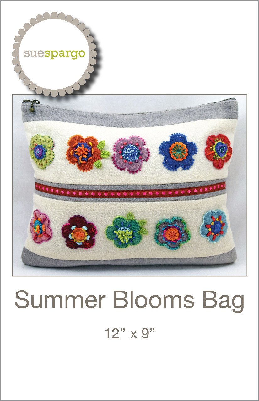 Summer Blooms Bag - Applique, Embroidery, and Sewing Pattern by Sue Spargo of Folk Art Quilts