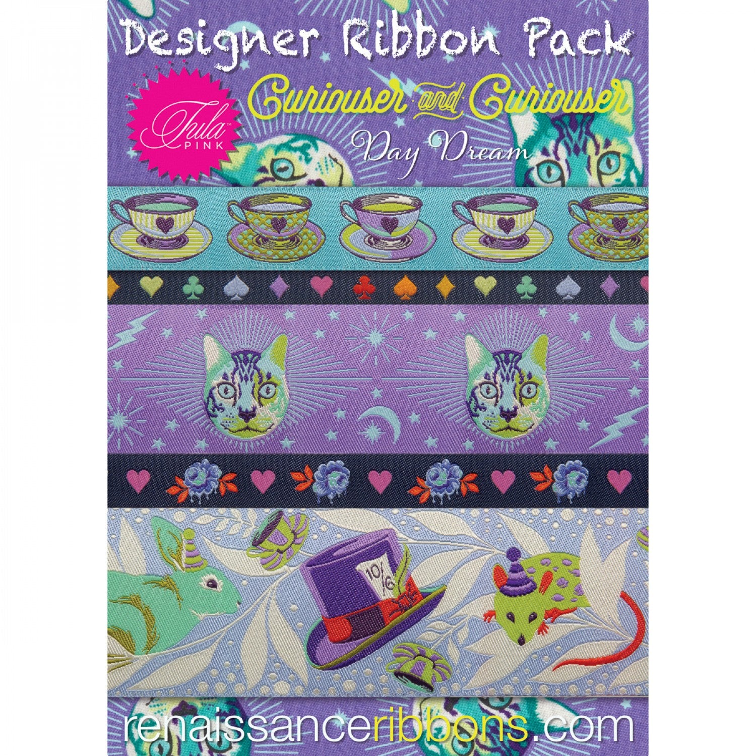 Curiouser DayDream Designer Ribbon Pack by Tula Pink for Renaissance Ribbons