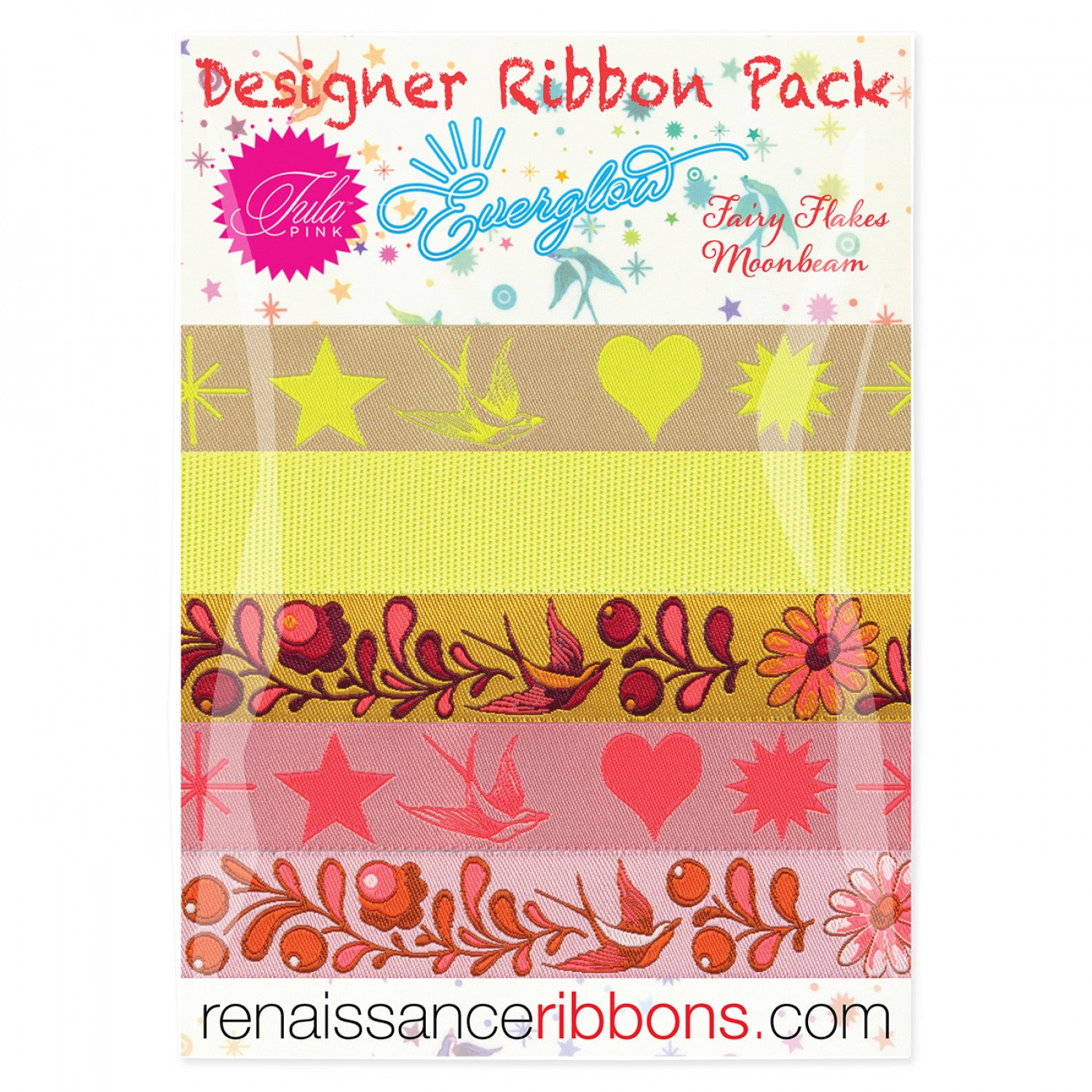 Moonglow Designer Ribbon Pack by Tula Pink for Renaissance Ribbons