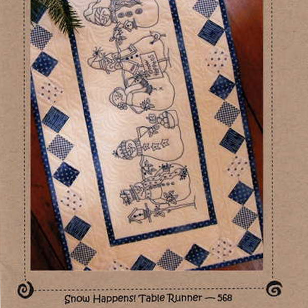 Snow Happens Table Runner Embroidery Quilt Pattern by Robin Kingsley of Bird Brain Designs