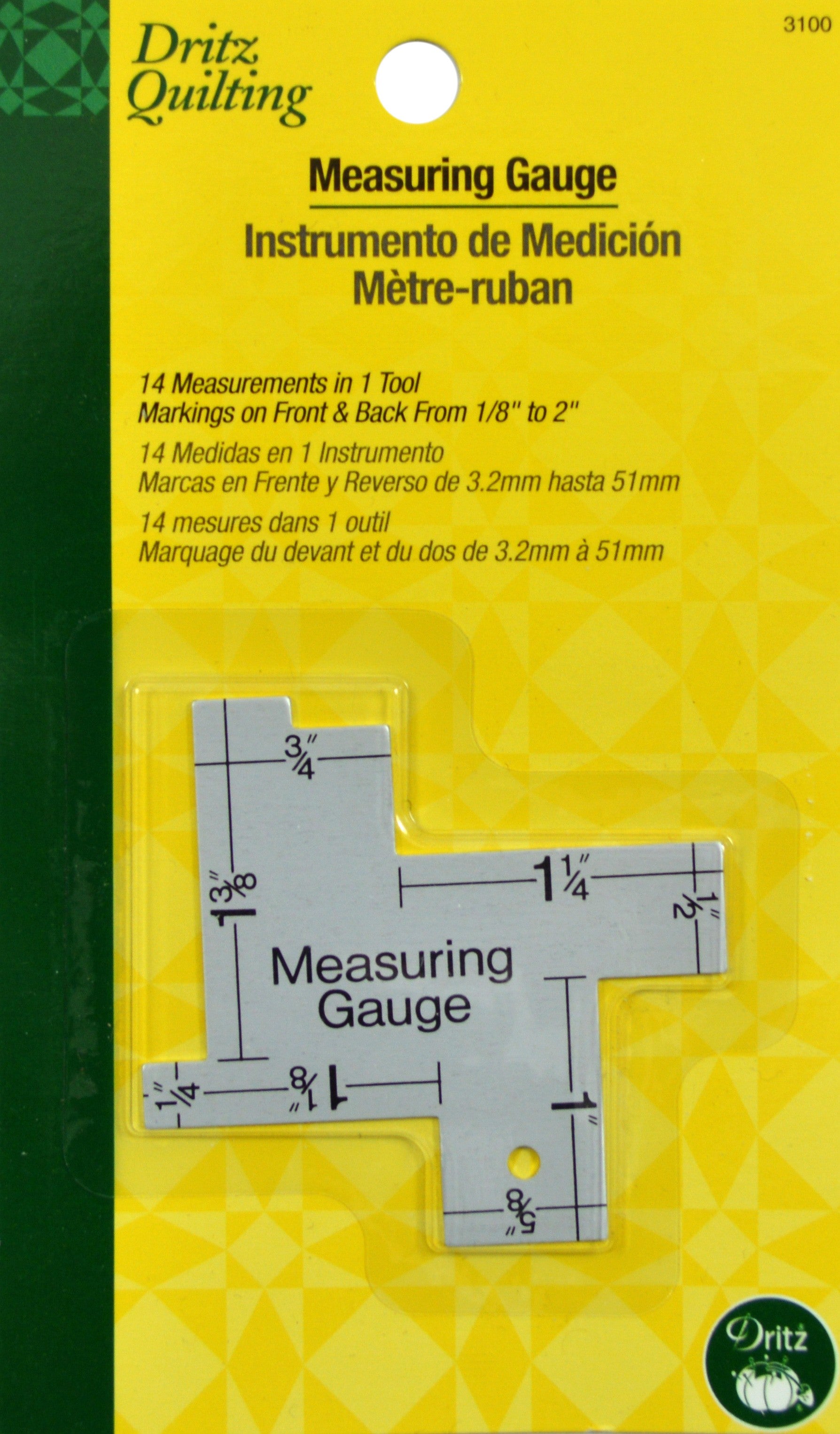 Metal Measuring Gauge 14 Measurements In 1 Tool from 1/8 Inch To 1-3/4 Inches by Dritz