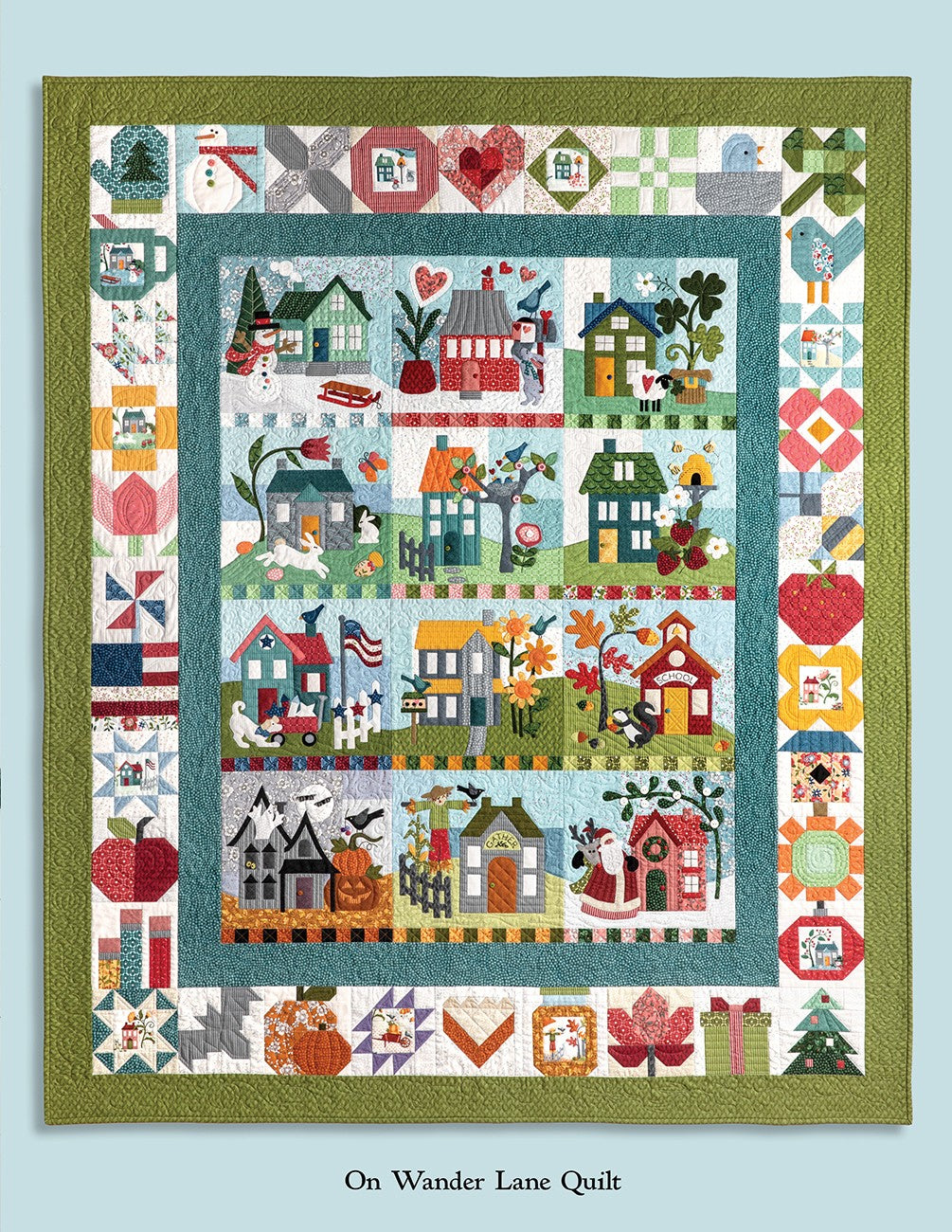 Mistletoe Crossing on Wander Lane Quilt Pattern (December - Block 12) by Nancy Halvorsen of Art to Heart
