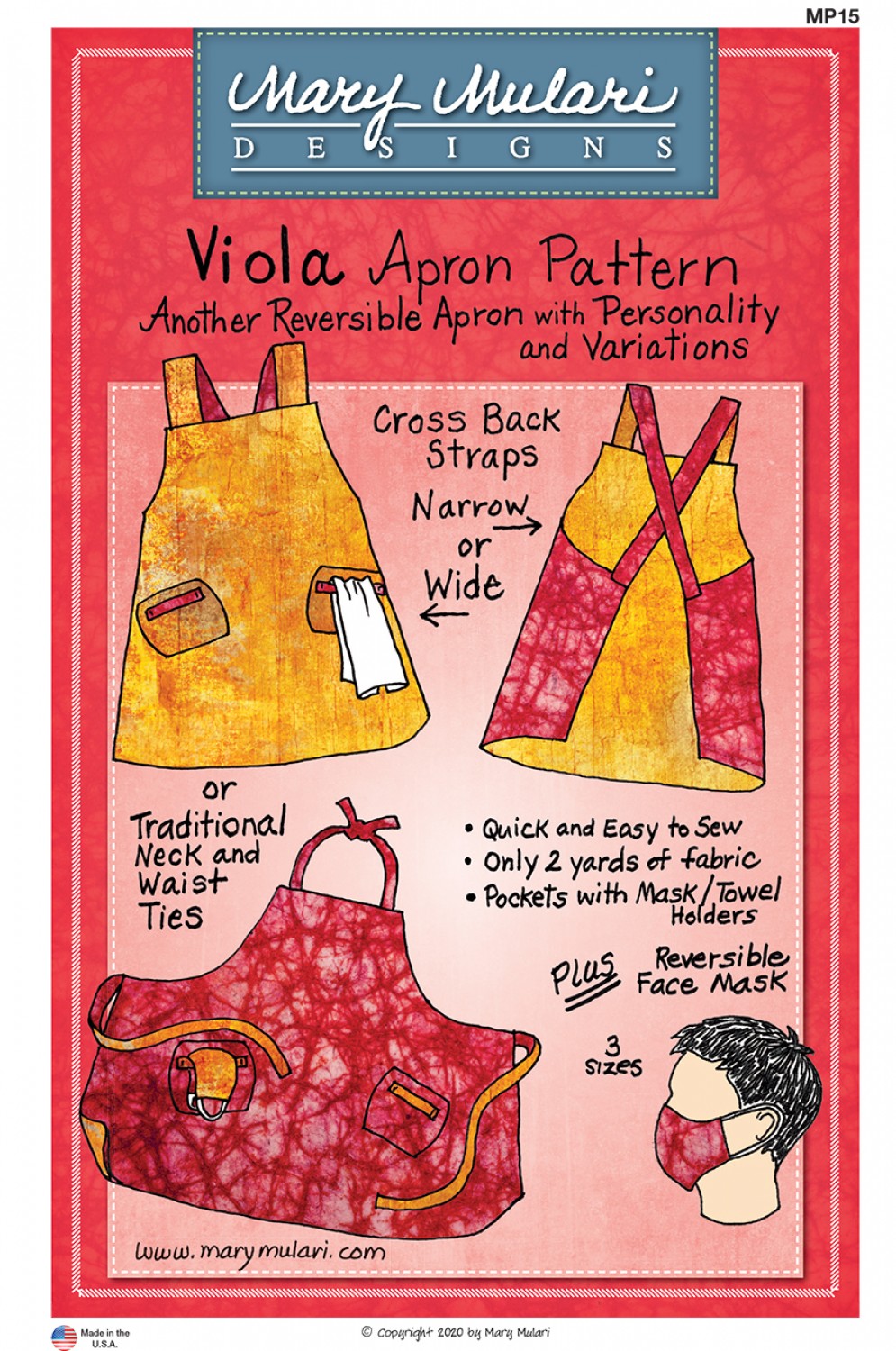 Viola Apron Sewing Pattern by Mary Mulari of Mary's Productions