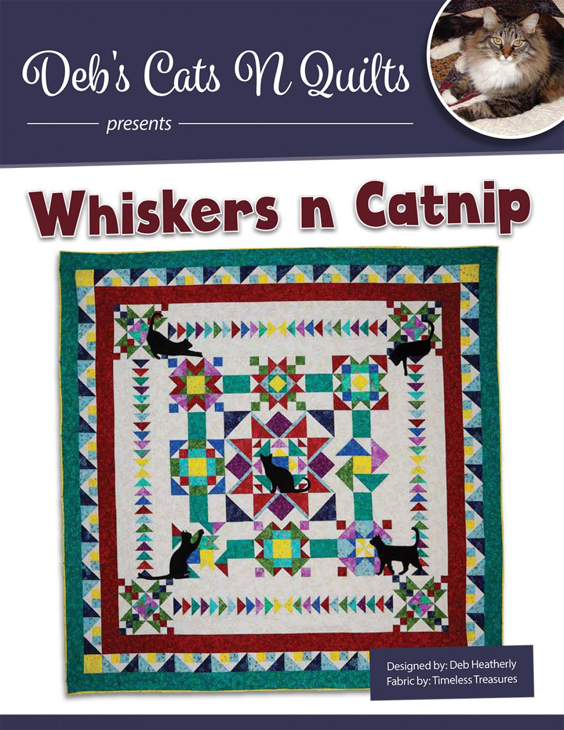 Whiskers n Catnip Block of the Month Quilt Pattern by Deb Heatherly of Deb's Cats N Quilts