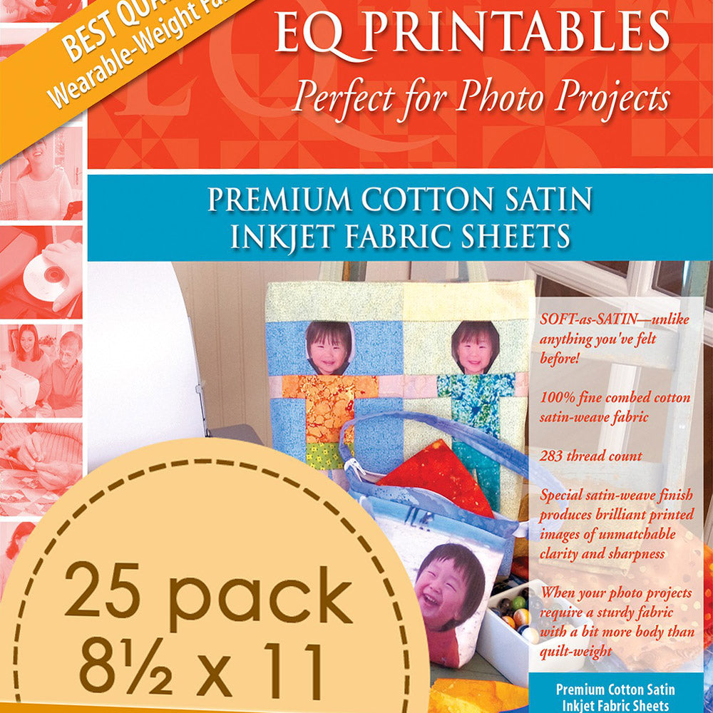 Cotton Satin 283-Thread-Count Inkjet Printer 25 Fabric Sheets 8-1/2-Inch x 11-Inch by Electric Quilt Company