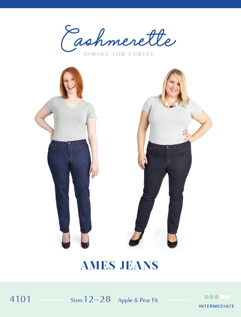 Ames Jeans Sizes 12 - 28 Sewing Pattern by Jenny Rushmore of Cashmerette Patterns