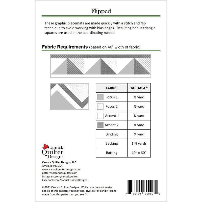 Flipped Quilt Pattern by Joanne Kerton for Canuck Quilter Designs