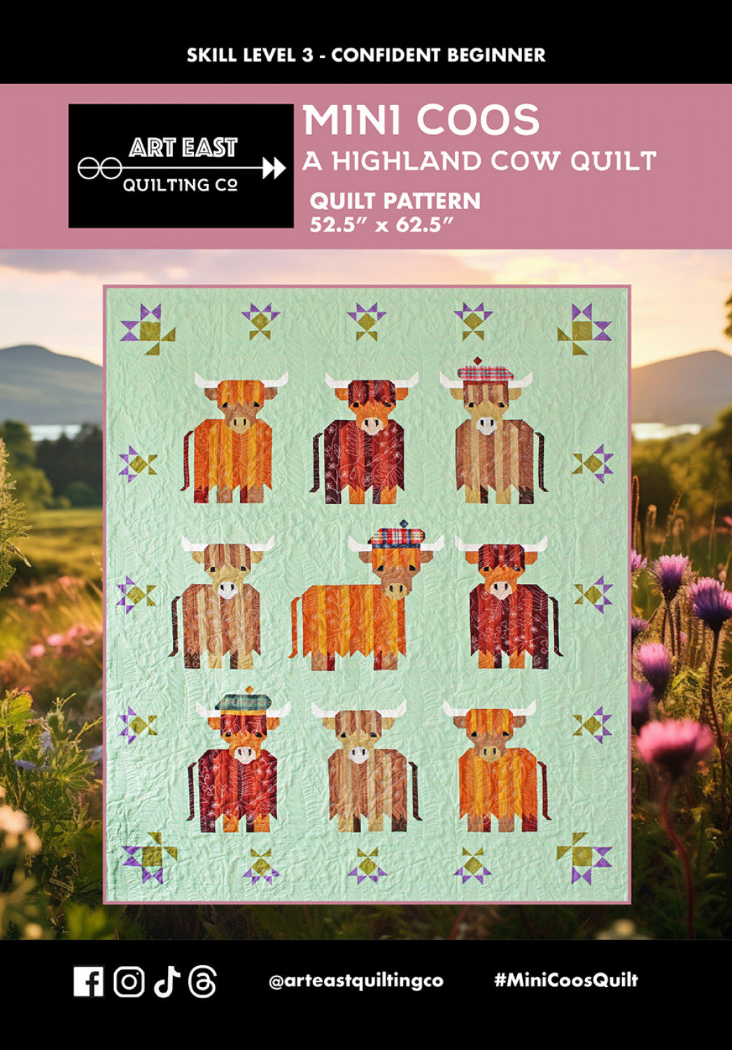 Mini Coos A Highland Cow Quilt Pattern from Art East Quilting