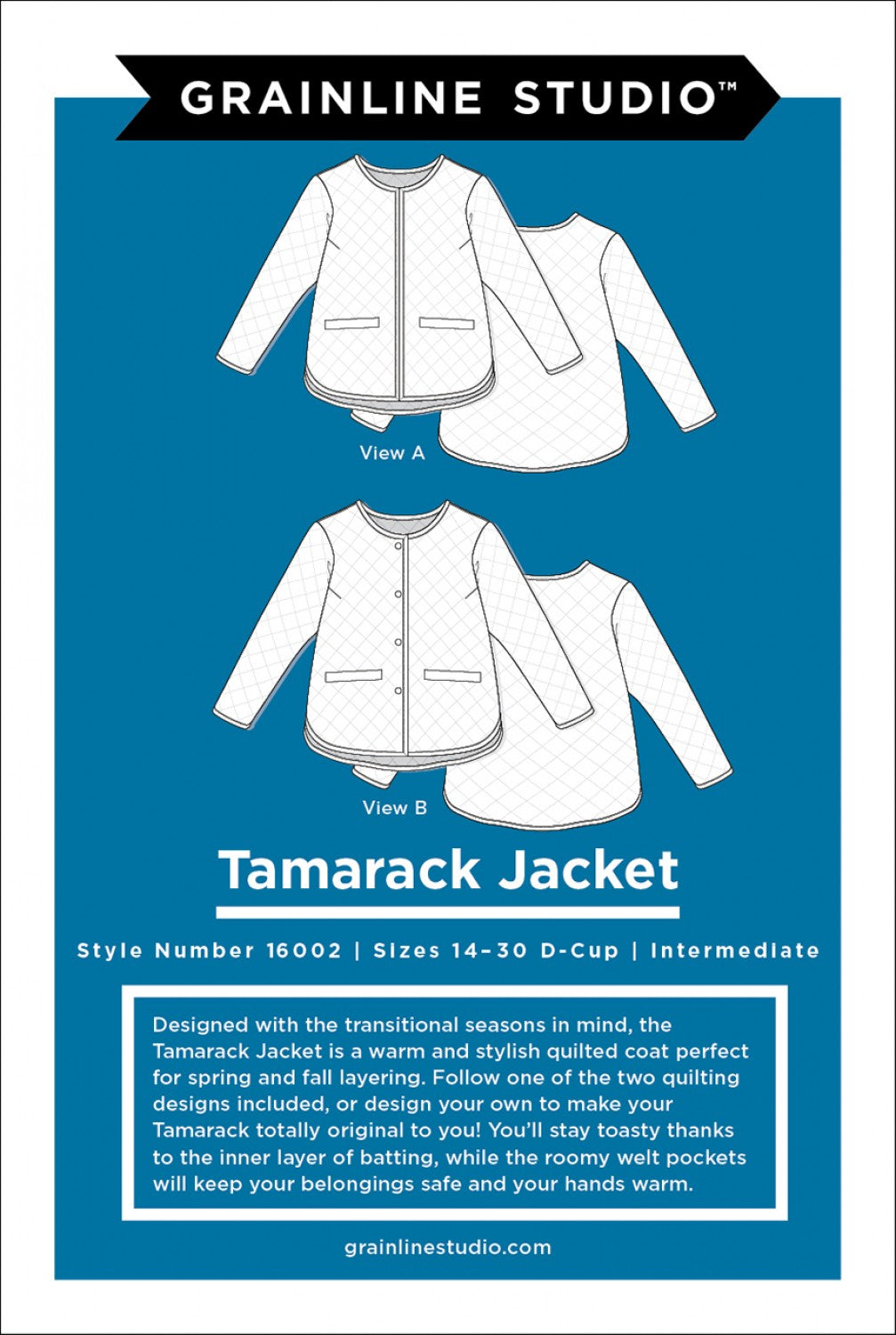 Tamarack Jacket Sizes 14 - 30 Advanced Beginner Sewing Pattern by Jen Beeman of Grainline Studio
