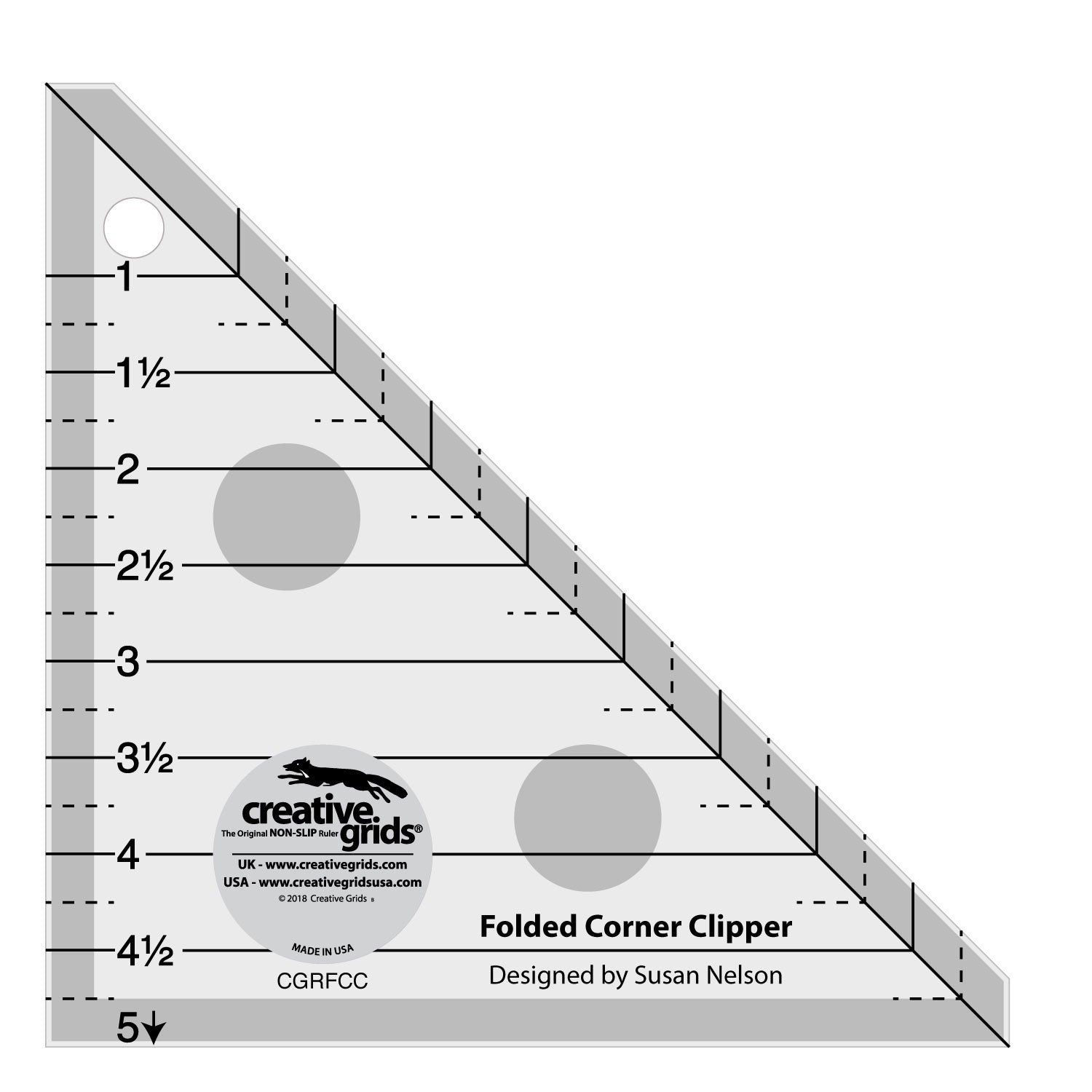 Creative Grids Folded Corner Clipper Tool 5-Inch x 5-Inch Quilt Ruler