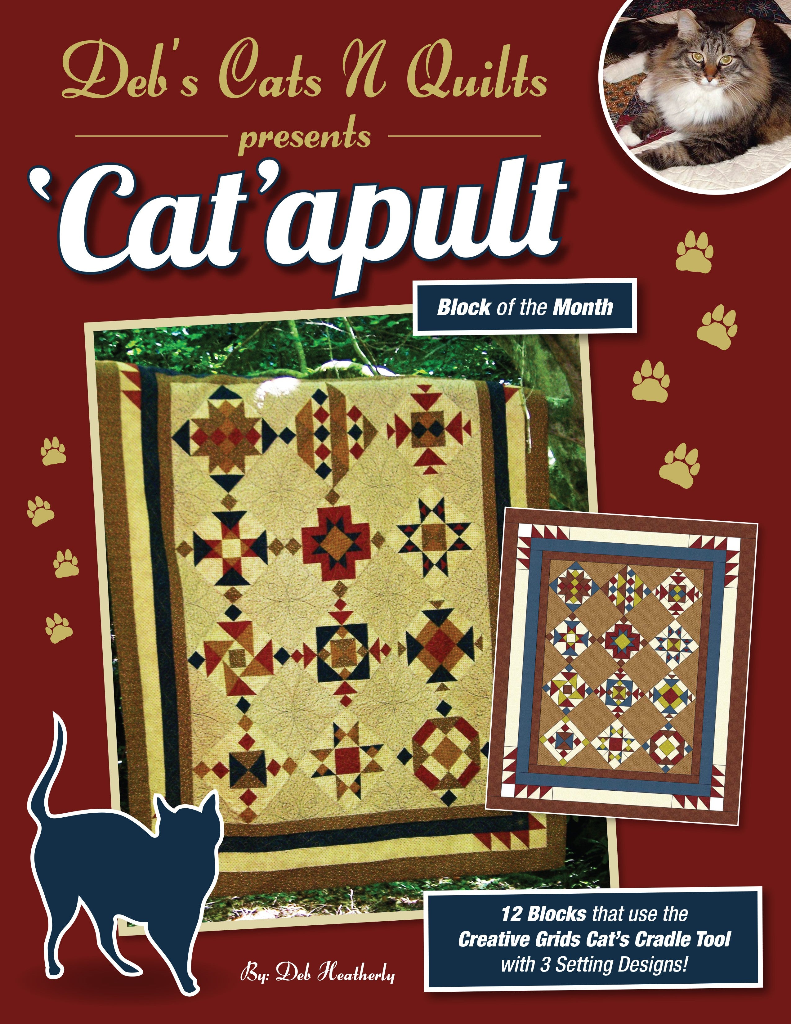 Catapult Block of the Month Quilt Pattern by Deb Heatherly of Deb's Cats N Quilts