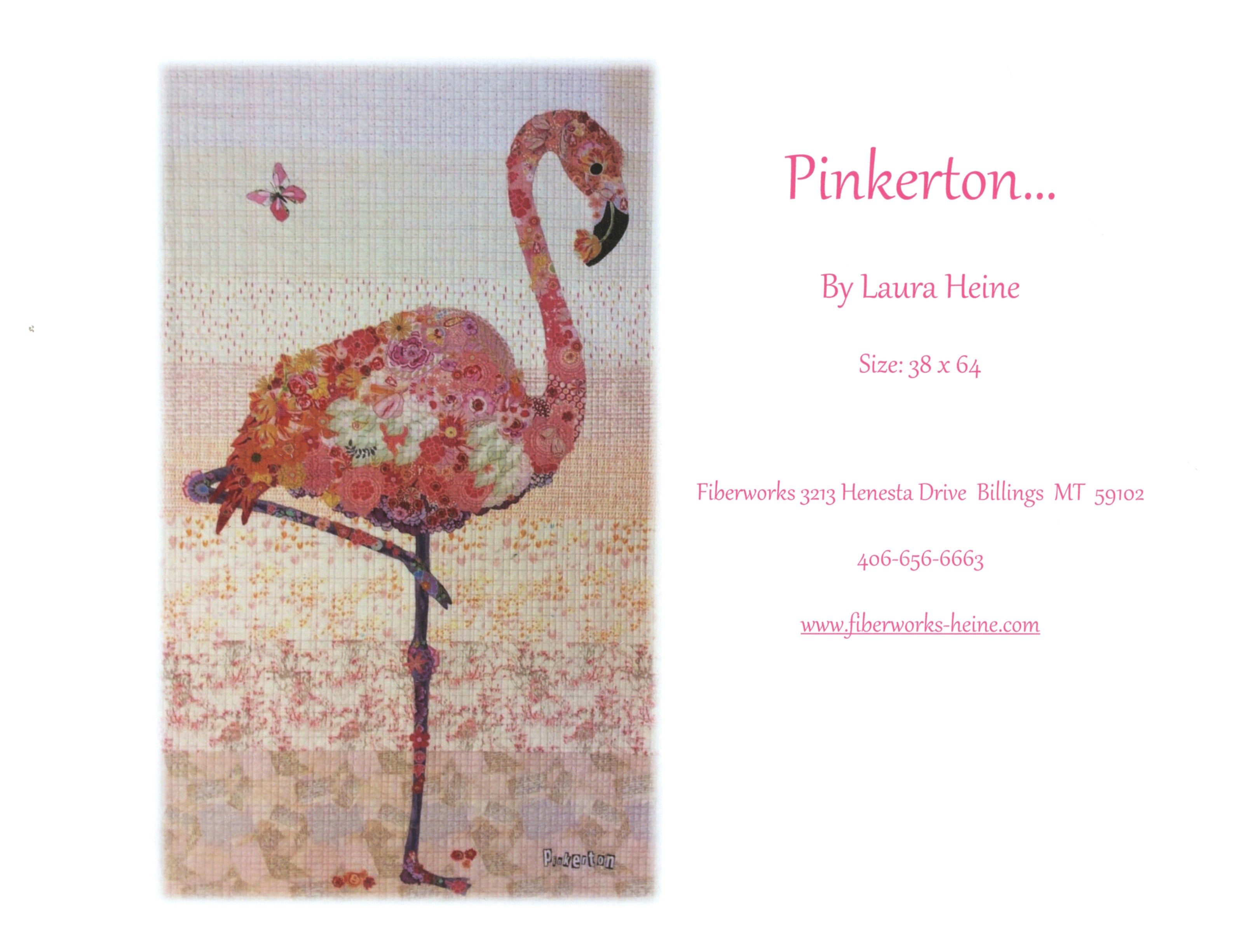 Pinkerton Flamingo Fused Fabric Collage Quilt Pattern by Laura Heine of Fiberworks