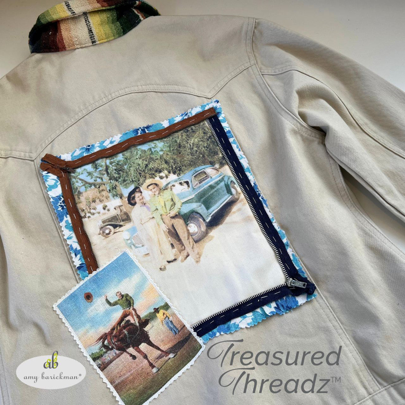 Western Rodeo Collage Panel by Amy Barickman for Treasured Threadz