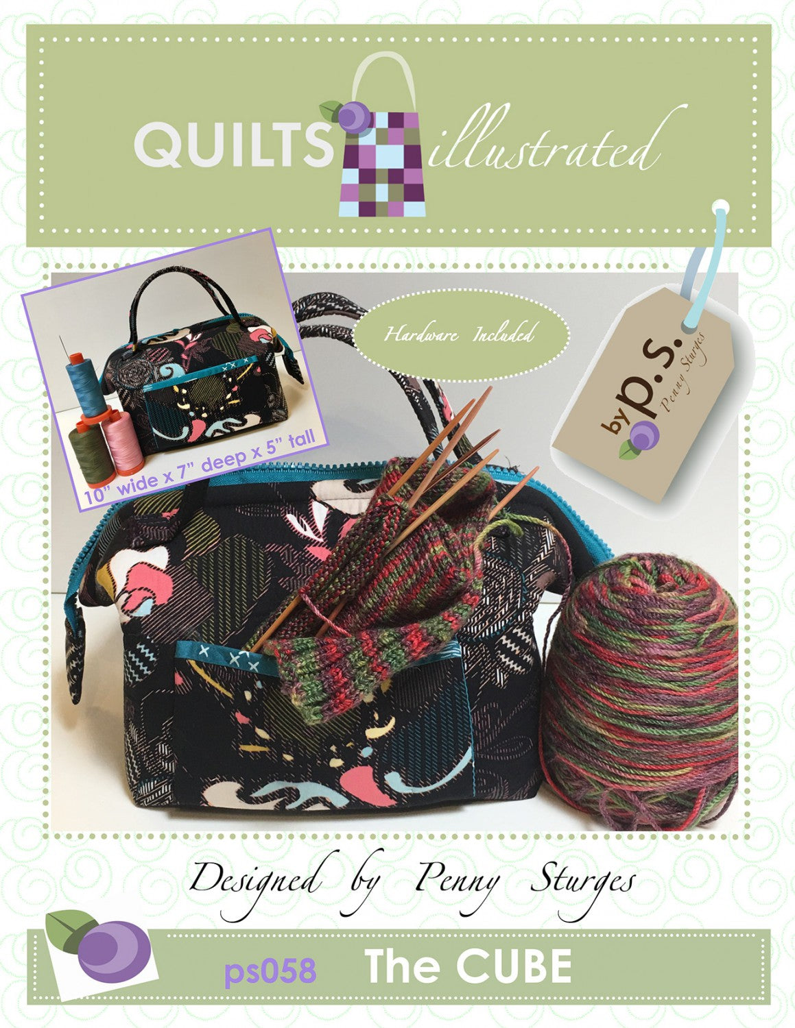 The Cube Sewing Pattern and 2 Metal Stays by Peggy Sturges for Quiltsillustrated